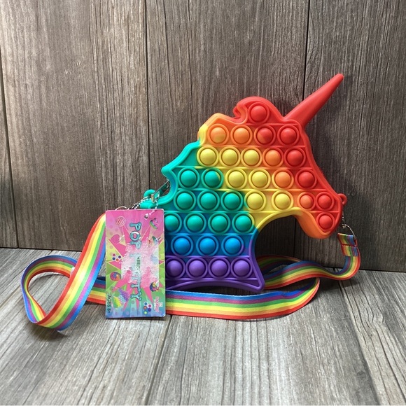 Unicorn Rainbow Crossbody Zippered Bag DANBAR Poppet Handbag Ages 8+ - Picture 2 of 14